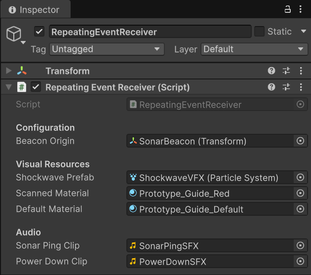 RepeatingEventReceiver Inspector