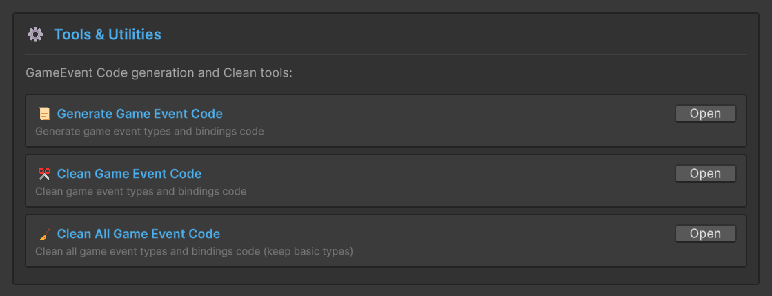 Tools & Utilities section with the code maintenance buttons