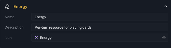 The complete Player Energy frame with the resource name, description, and icon
