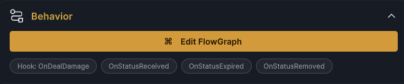 The complete Status Behavior frame with the FlowGraph button and entry chips