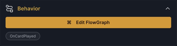 The Edit FlowGraph button and entry summary in the Behavior area of Game Card Editor