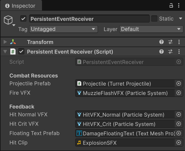 PersistentEventReceiver Inspector