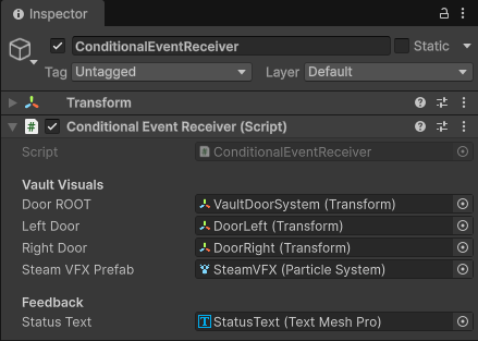 ConditionalEventReceiver Inspector
