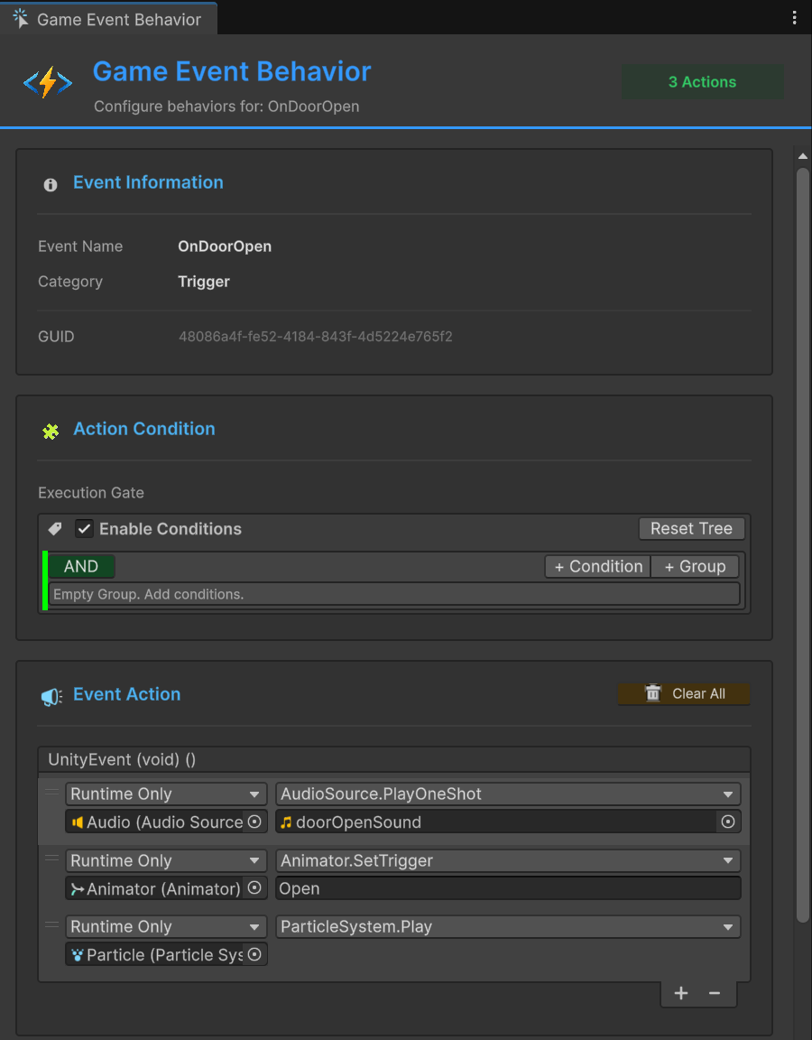 Event Behavior Configure