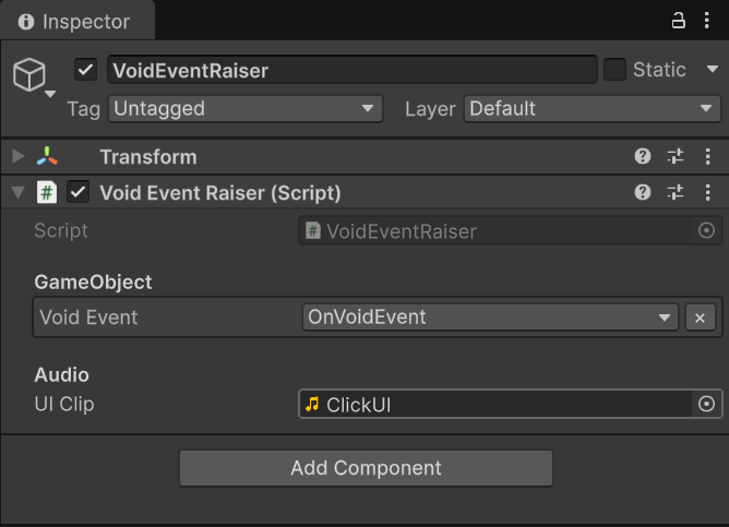 VoidEventRaiser Inspector