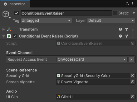 ConditionalEventRaiser Inspector