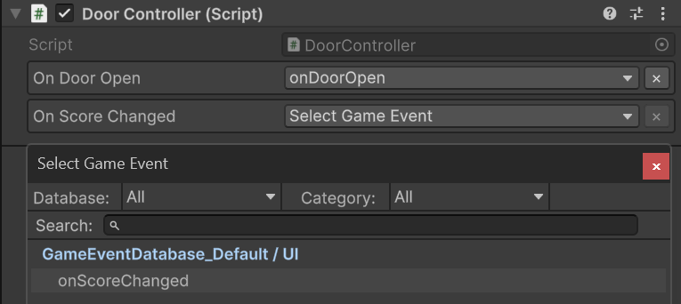 GameEvent Dropdown