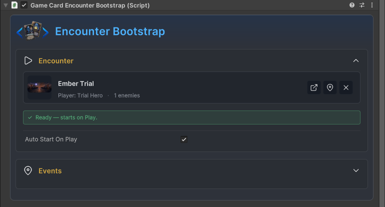 GameCardManager 的 Encounter Bootstrap 已指定 Ember Trial