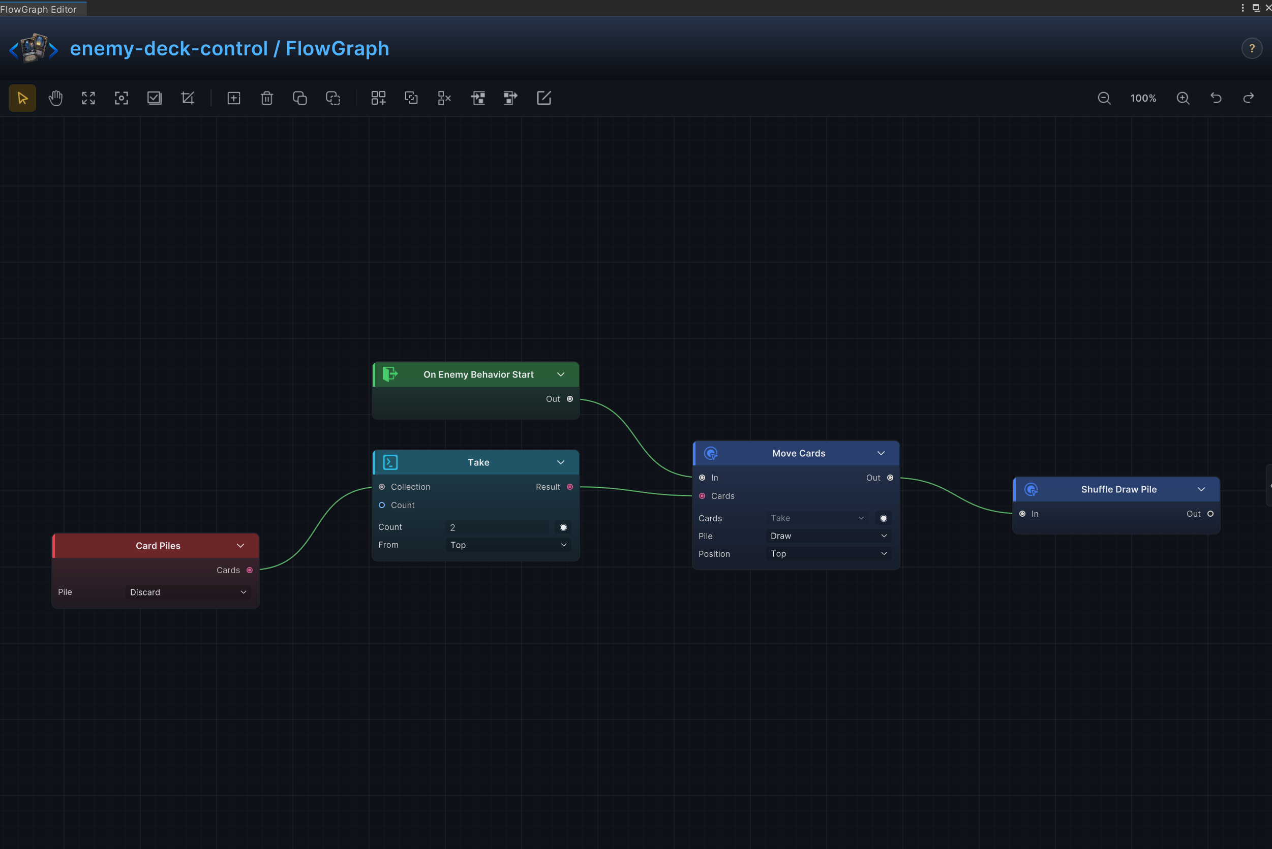 牌堆顶部、底部与洗牌控制 FlowGraph